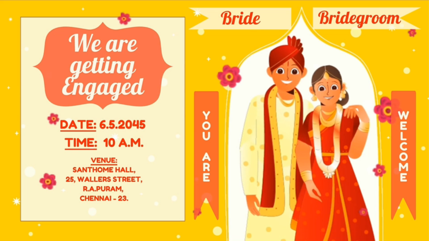 Engagement Invite Video in Tamil, Telugu, English
