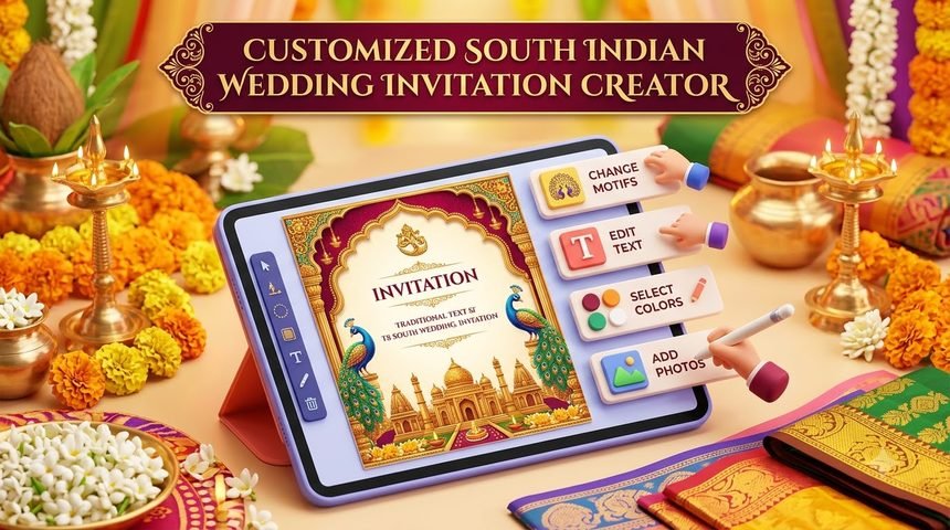 South Indian Wedding Invitation Creator (Tamil & Telugu)
